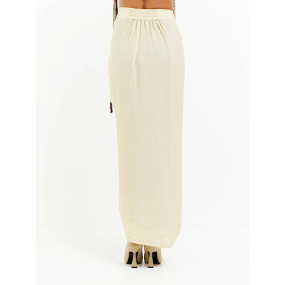 Aseem Kapoor Beige Kuru Trapeze Kaftan With Skirt (Set of 2)
