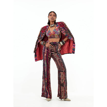 Aseem Kapoor Multi-Colour Open Dhan Jacket With Blouse And Pant (Set of 3)
