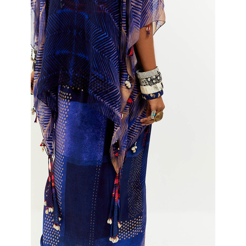 Aseem Kapoor Blue Veni Jacket With Blouse And Skirt (Set of 3)