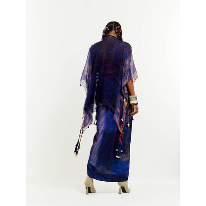 Aseem Kapoor Blue Veni Jacket With Blouse And Skirt (Set of 3)