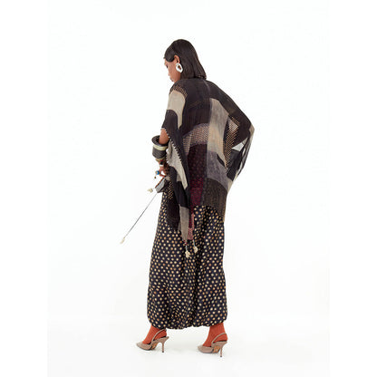 Aseem Kapoor Brown Veni Jacket With Blouse And Drape Trouser (Set of 3)