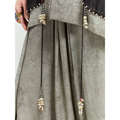 Aseem Kapoor Grey Veni Jacket With Kurta And Draped Trouser (Set of 3)