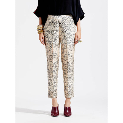 Aseem Kapoor Beige Mitra Short Kurta With Pant (Set of 2)