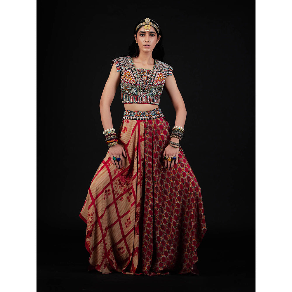 Aseem Kapoor Multi-Colour Kamya Blouse With Skirt (Set of 2)