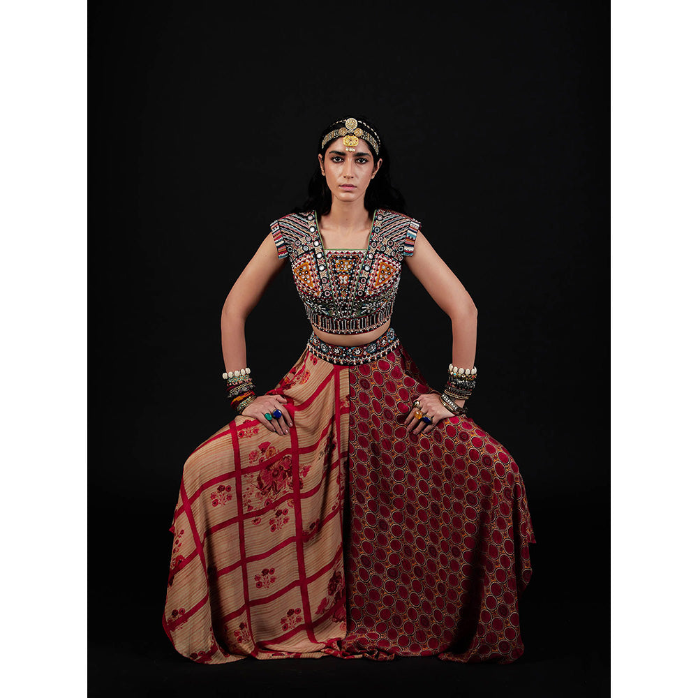 Aseem Kapoor Multi-Colour Kamya Blouse With Skirt (Set of 2)