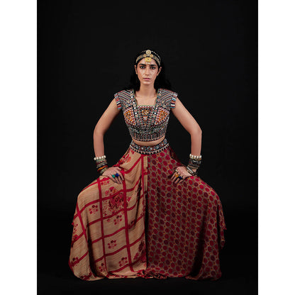 Aseem Kapoor Multi-Colour Kamya Blouse With Skirt (Set of 2)