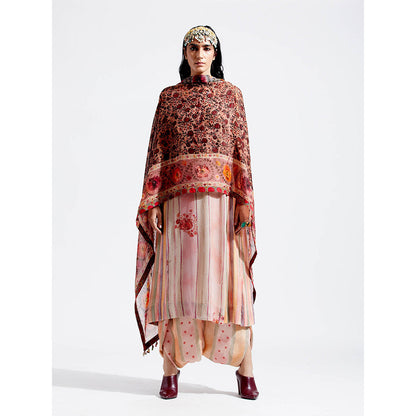 Aseem Kapoor Pink Rudra Kurta With Draped Trouser (Set of 2)