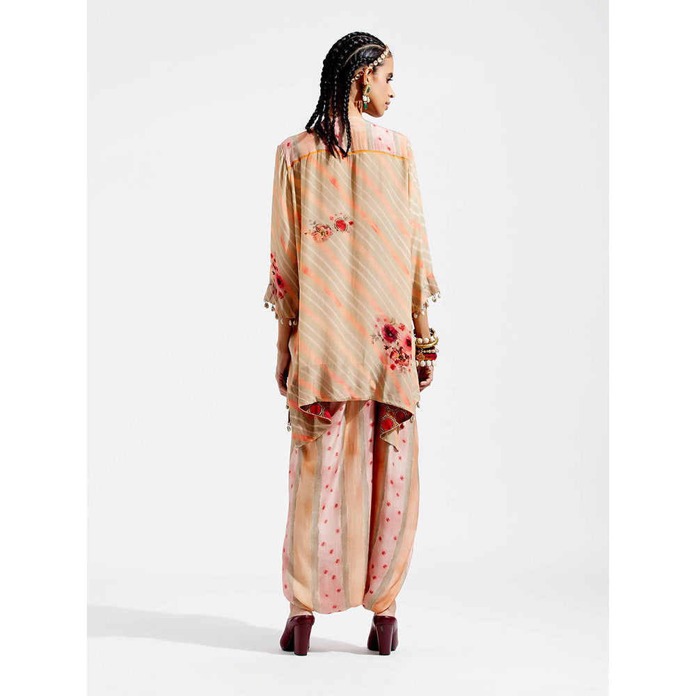 Aseem Kapoor Peach Mitra Short Kurta With Draped Trouser (Set of 2)