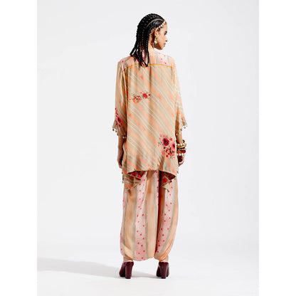 Aseem Kapoor Peach Mitra Short Kurta With Draped Trouser (Set of 2)