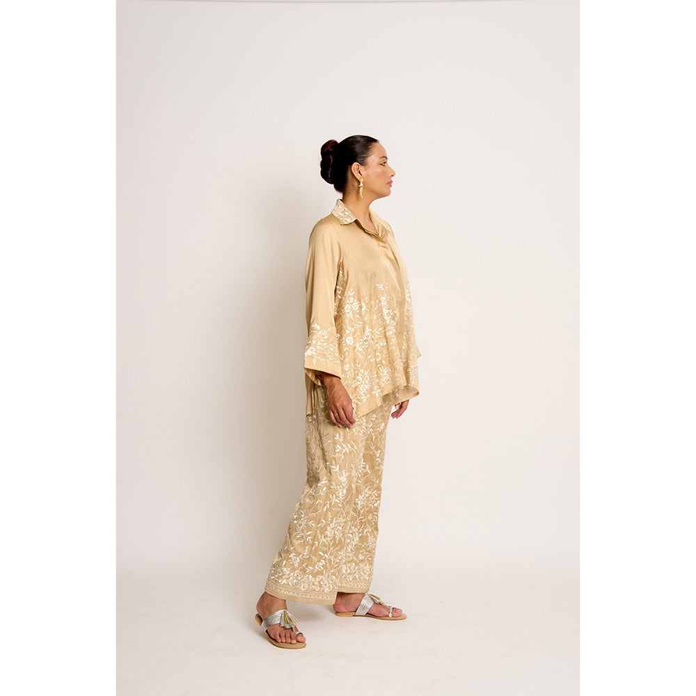ASHTAR Beige Alaya Twin Co-ord (Set of 2)