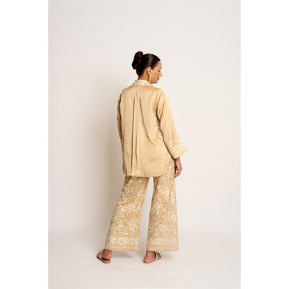 ASHTAR Beige Alaya Twin Co-ord (Set of 2)