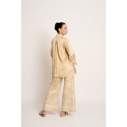 ASHTAR Beige Alaya Twin Co-ord (Set of 2)