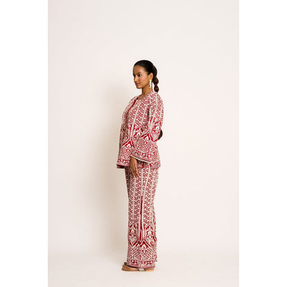 ASHTAR Cherry Red Aisha Co-ord (Set of 2)