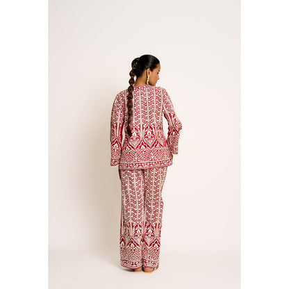 ASHTAR Cherry Red Aisha Co-ord (Set of 2)