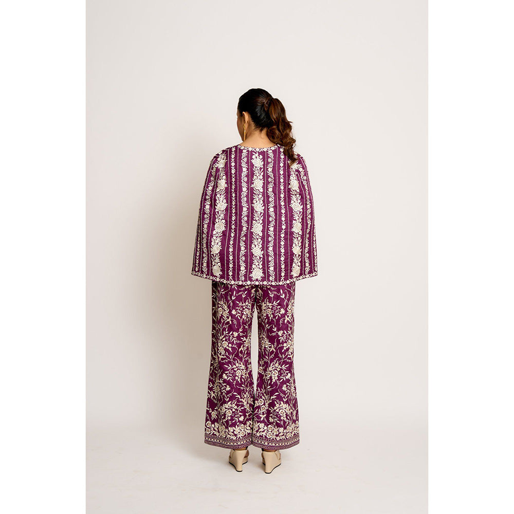 ASHTAR Purple Giro Cape And Pants Set (Set of 2)