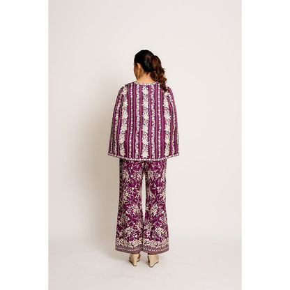 ASHTAR Purple Giro Cape And Pants Set (Set of 2)