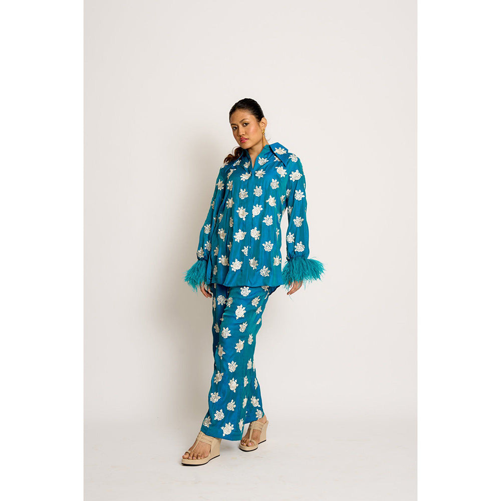 ASHTAR Blue Shehnaaz Twin Co-ord (Set of 2)