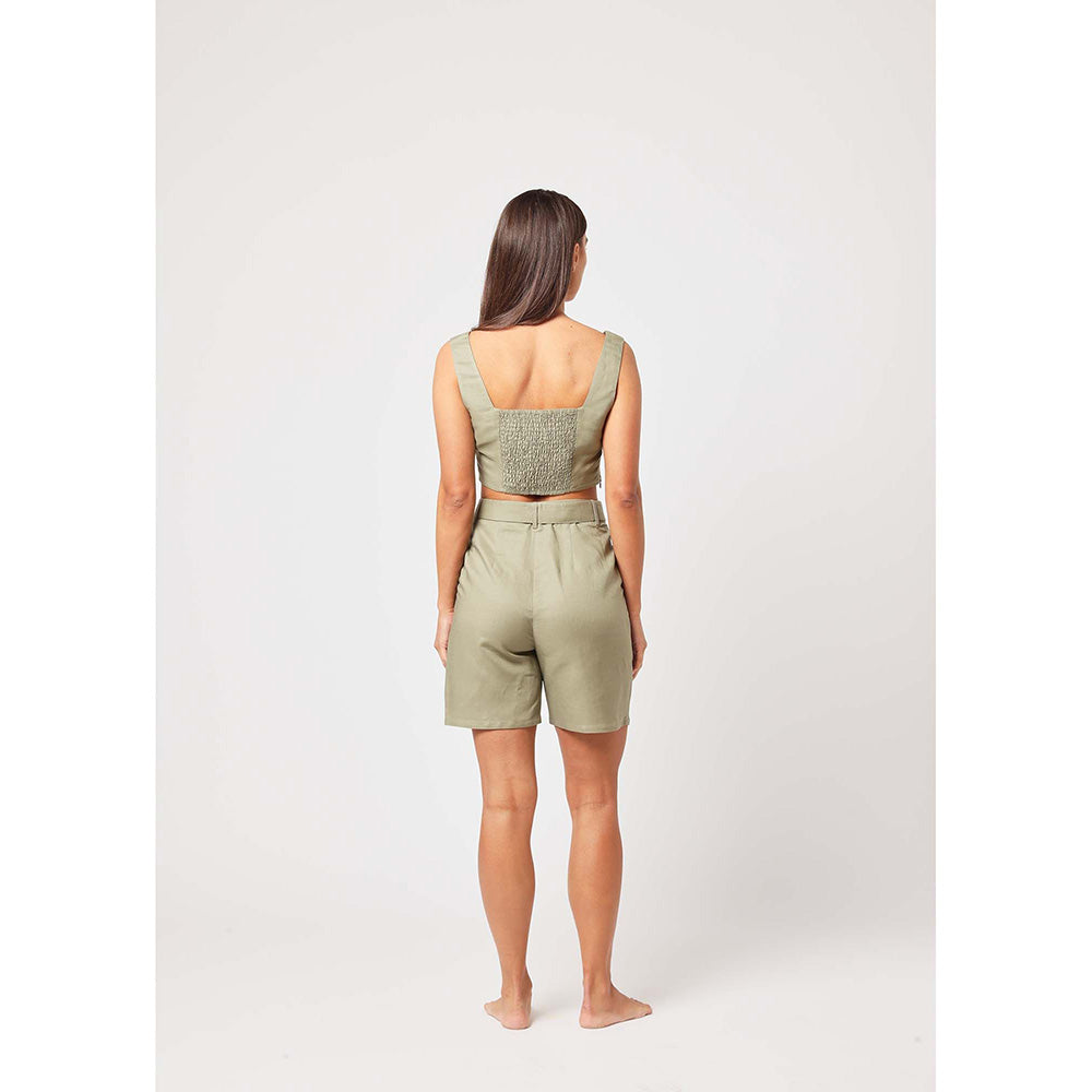 ASHITA FERNANDES Women Green Solid Crop Top