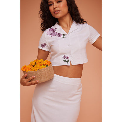 ASHITA FERNANDES White Women Floral Embroidered Crop Shirt