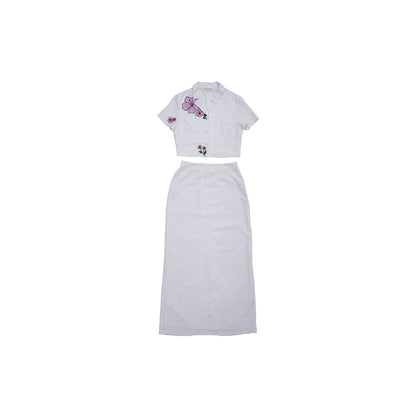 ASHITA FERNANDES White Women Floral Embroidered Crop Shirt