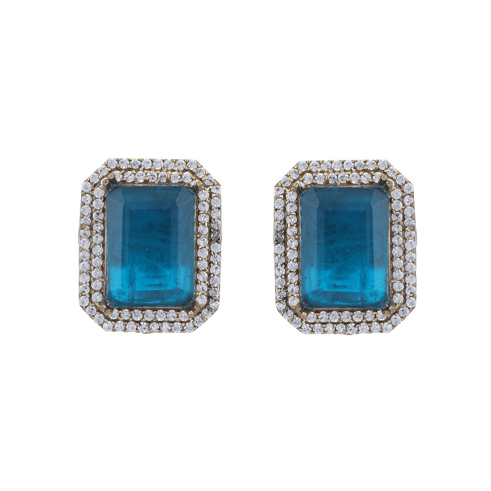 Auraa Trends 22KT Gold Plated Kundan Elegant Blue Choker Necklace Set