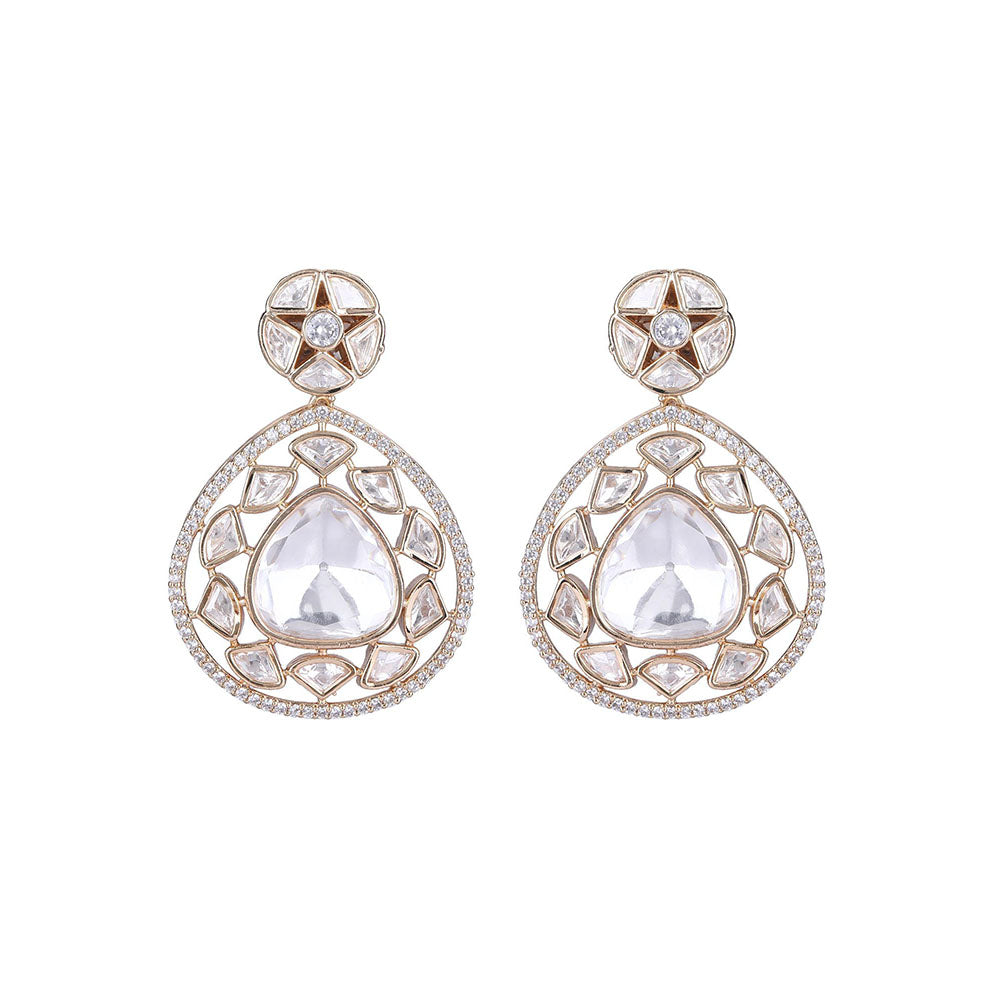 Auraa Trends Rhodium Plated American Diamond Zircon Necklace Set For Women & Girls