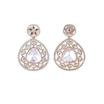 Auraa Trends Rhodium Plated American Diamond Zircon Necklace Set For Women & Girls