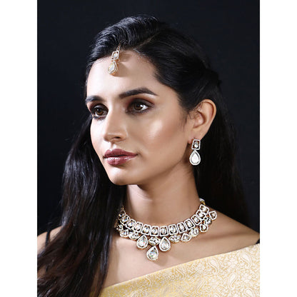 Auraa Trends 22Kt Gold Plated Kundan Classic Gold Necklace Set For Women & Girls