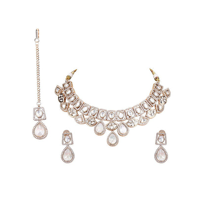 Auraa Trends 22Kt Gold Plated Kundan Classic Gold Necklace Set For Women & Girls