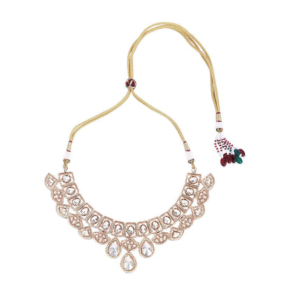 Auraa Trends 22Kt Gold Plated Kundan Classic Gold Necklace Set For Women & Girls