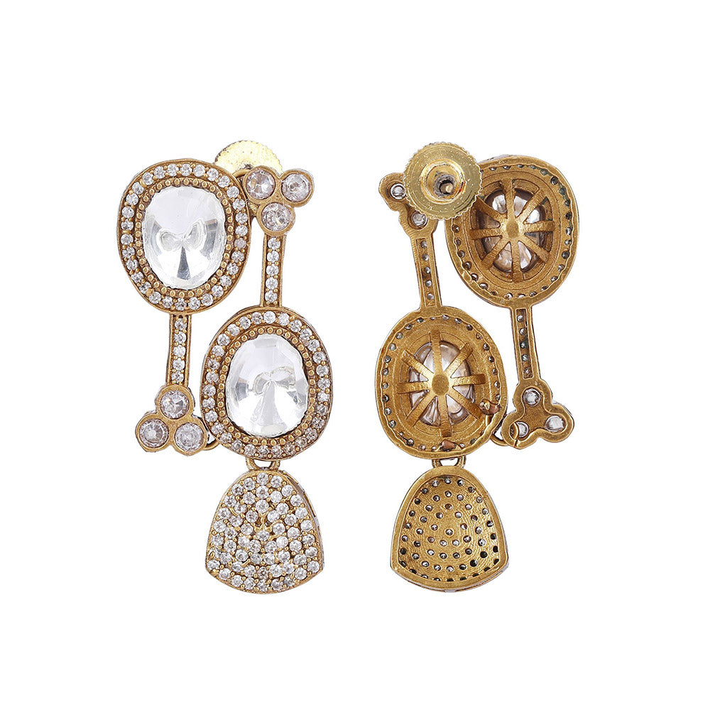 Auraa Trends 22Kt Gold Plated Kundan Classic Gold Necklace Set For Women & Girls