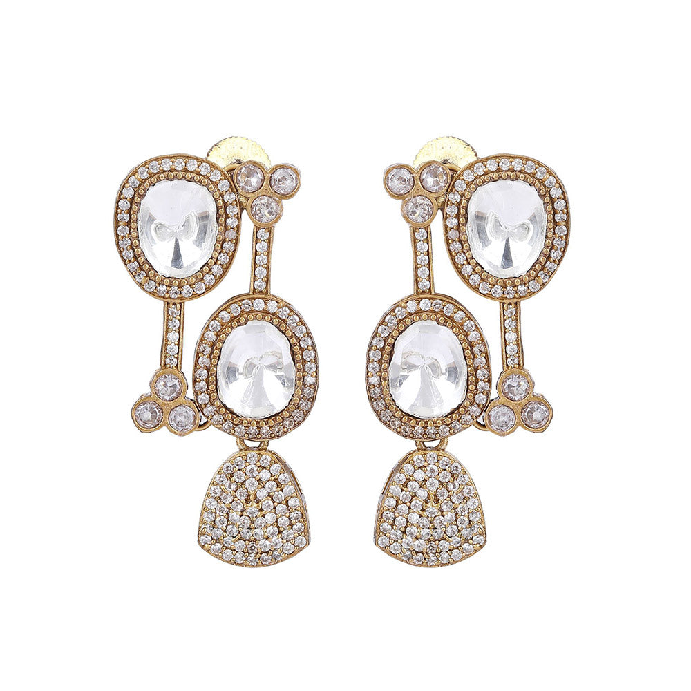 Auraa Trends 22Kt Gold Plated Kundan Classic Gold Necklace Set For Women & Girls