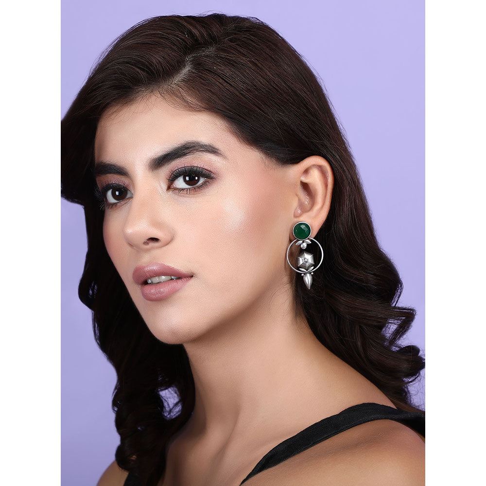 Auraa Trends Elegant Oxidised Green Earrings For women