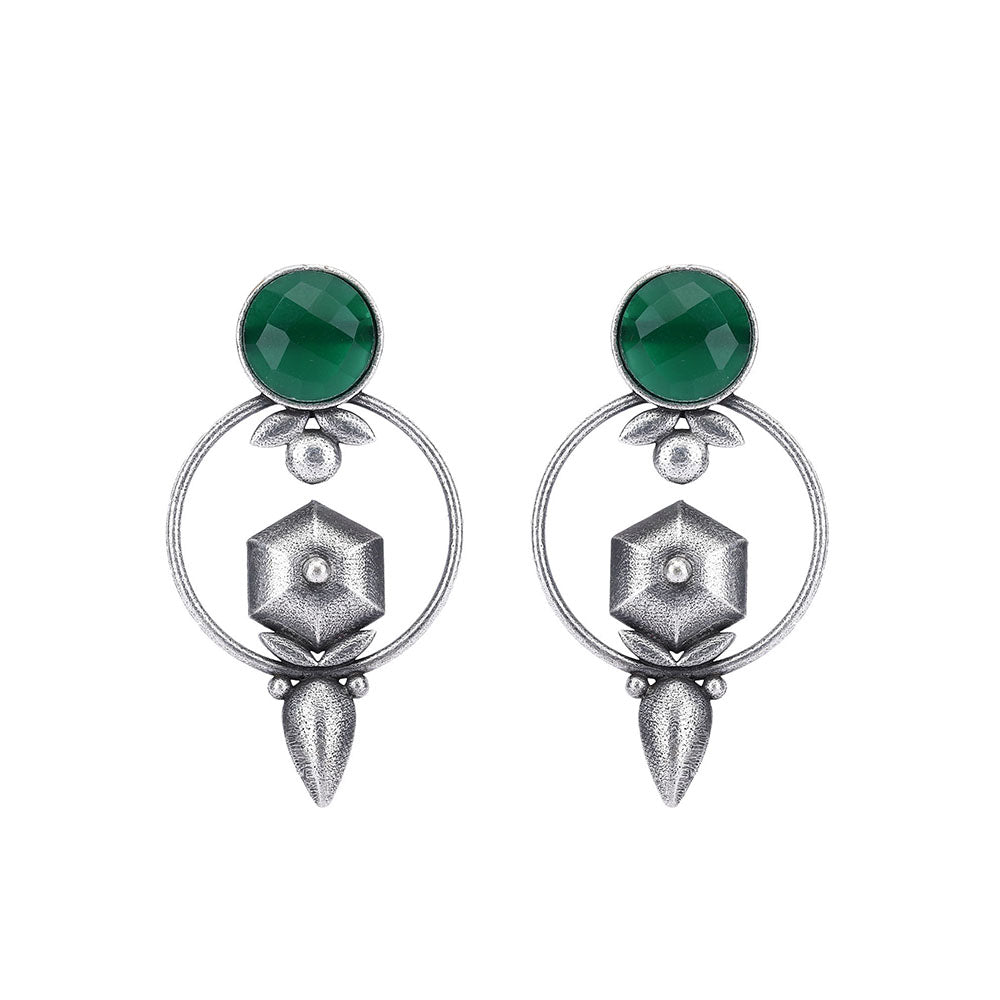 Auraa Trends Elegant Oxidised Green Earrings For women