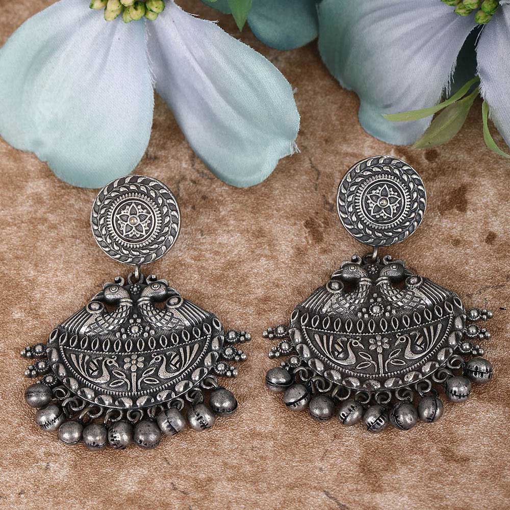 Auraa Trends Classic Oxidised Grey Earrings For women