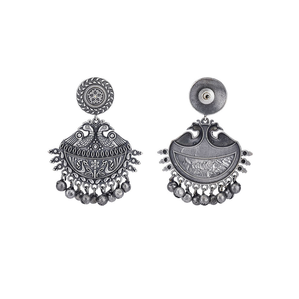 Auraa Trends Classic Oxidised Grey Earrings For women