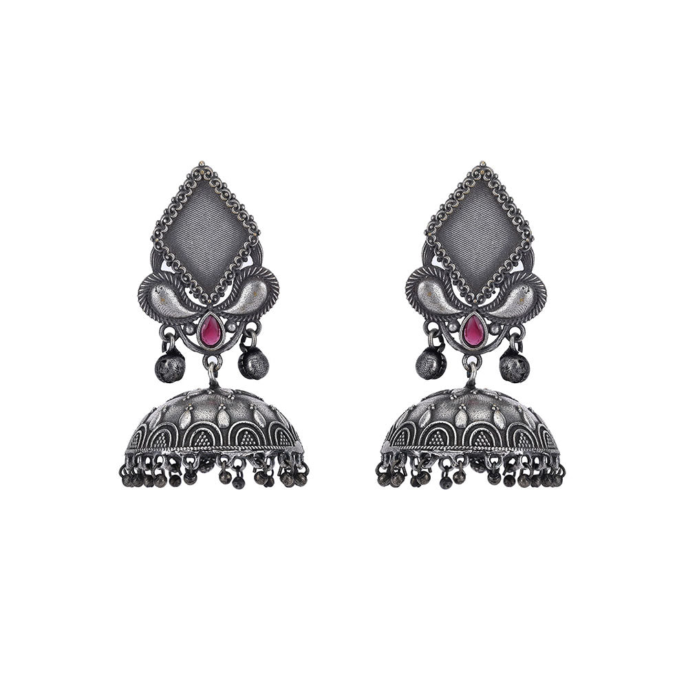 Auraa Trends Classic Oxidised Red Jhumki Earrings For women