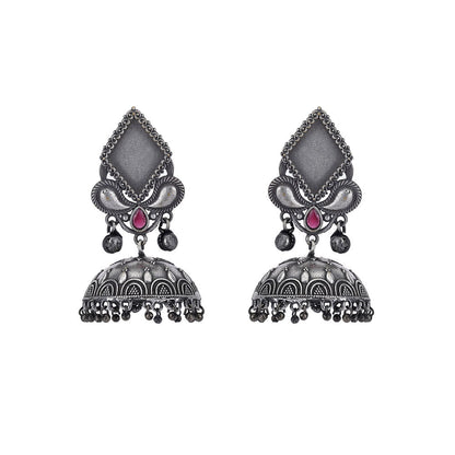 Auraa Trends Classic Oxidised Red Jhumki Earrings For women