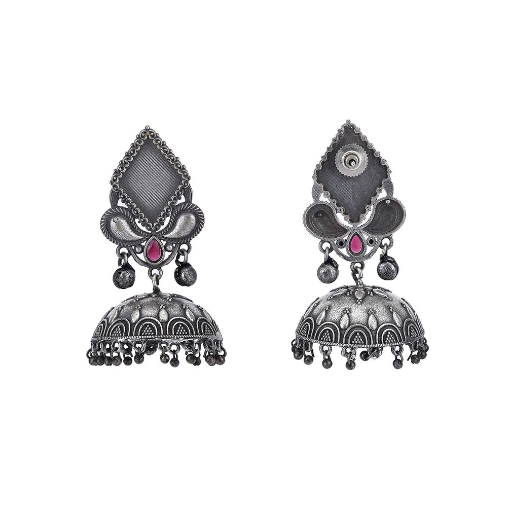 Auraa Trends Classic Oxidised Red Jhumki Earrings For women