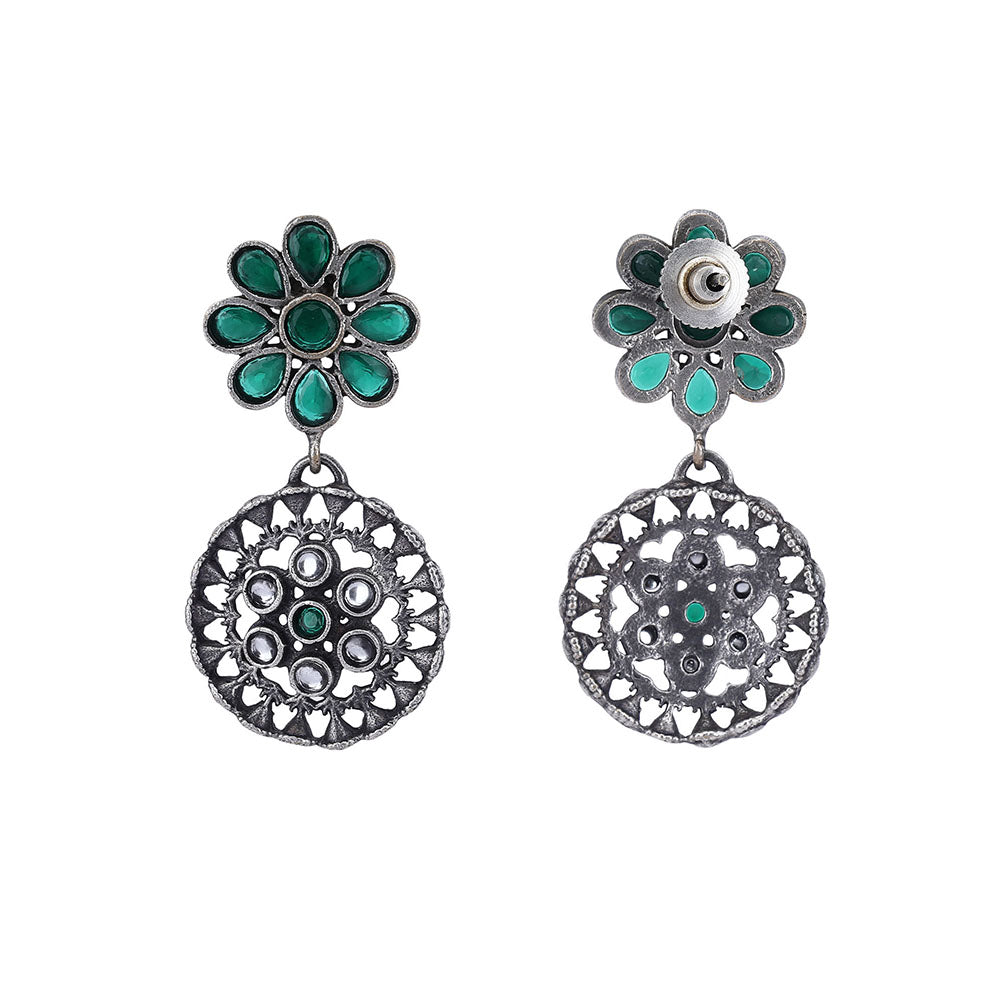 Auraa Trends Elegant Oxidised Green Drop Earrings For women