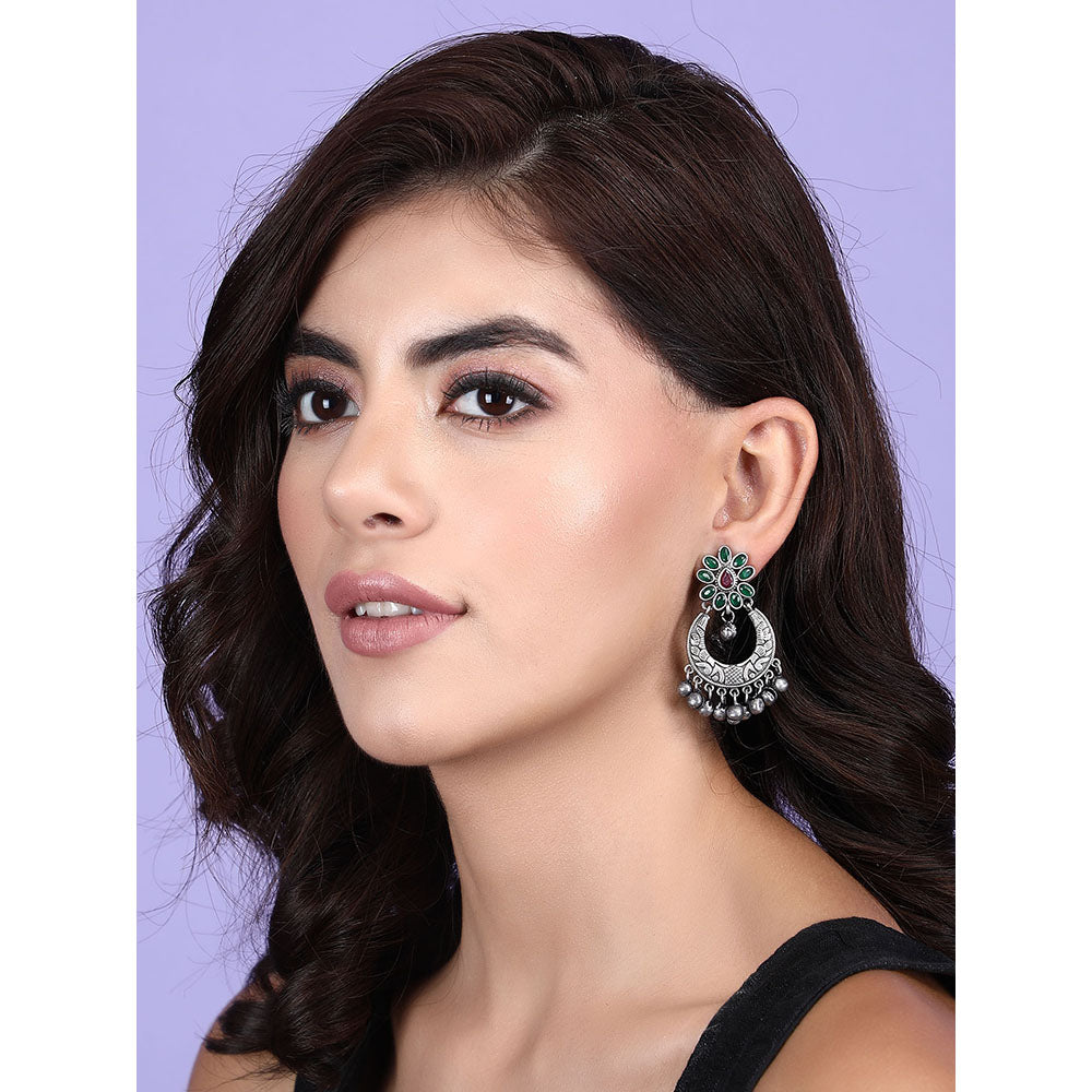 Auraa Trends Elegant Oxidised Green and Red Earrings For women