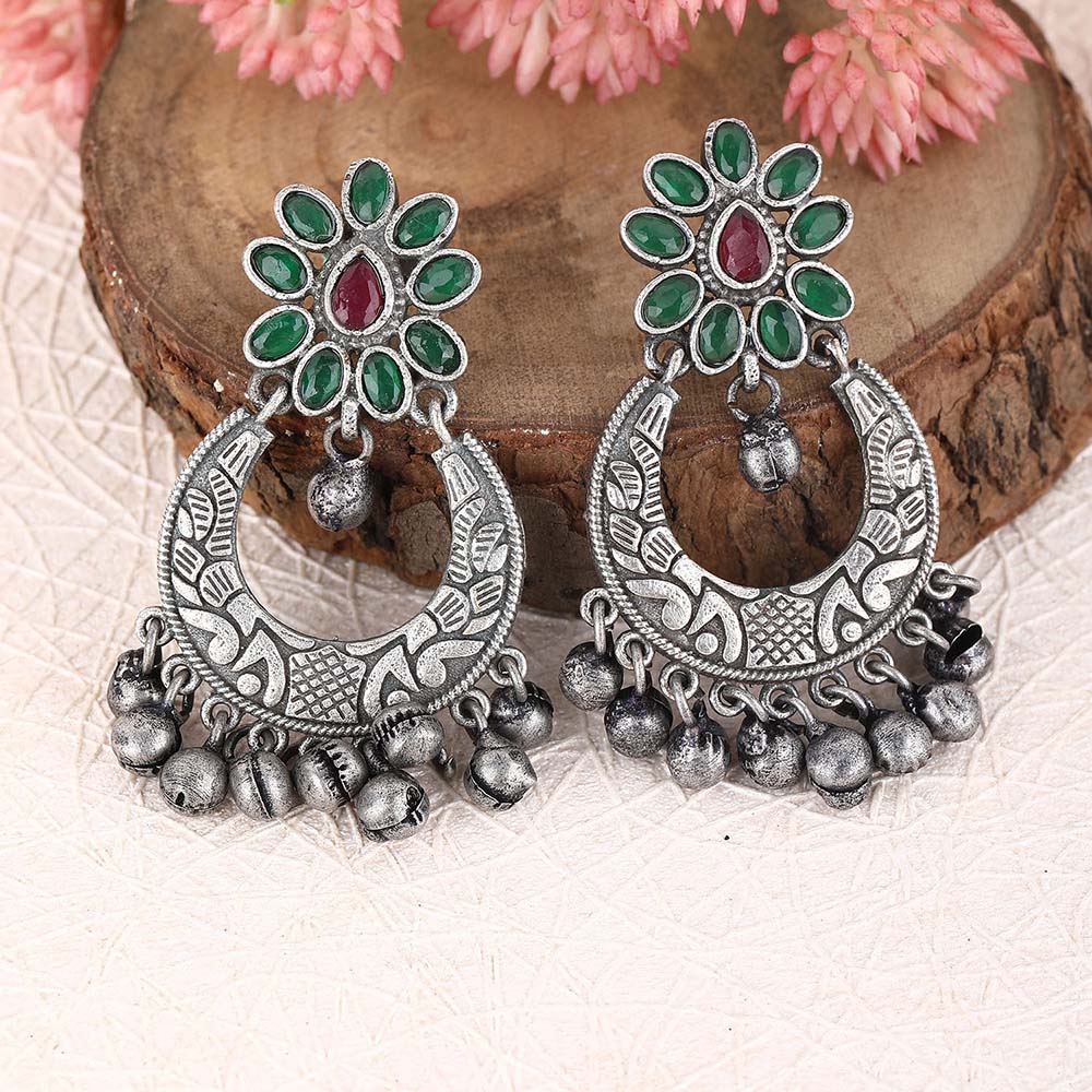 Auraa Trends Elegant Oxidised Green and Red Earrings For women