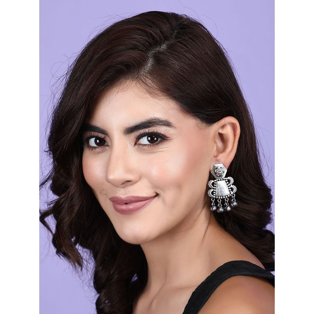 Auraa Trends Classic Oxidised Silver Earrings For women