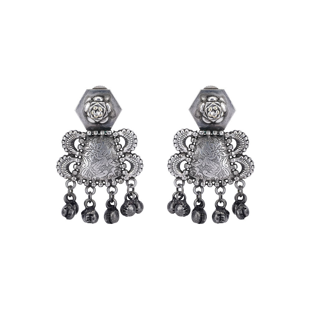 Auraa Trends Classic Oxidised Silver Earrings For women