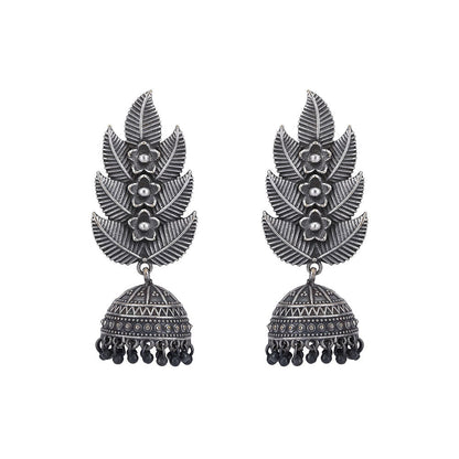 Auraa Trends Classic Oxidised Grey Jhumki Earrings For women