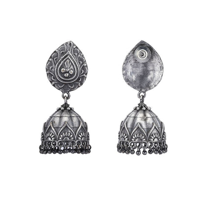 Auraa Trends Classic Oxidised Grey Jhumkis Earrings For women