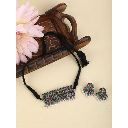 Auraa Trends Elegant Oxidised Multi-Color Choker Set For women