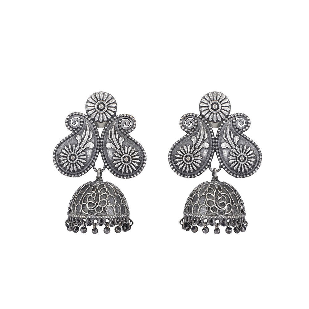 Auraa Trends Women Classic Oxidised Grey Necklace Set