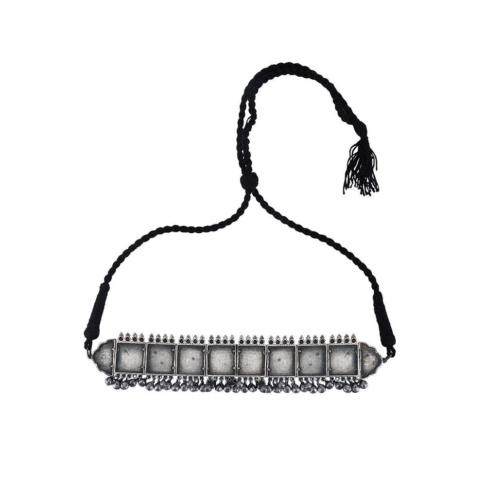 Auraa Trends Classic Oxidised Grey Choker Necklace Set For women