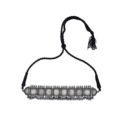 Auraa Trends Classic Oxidised Grey Choker Necklace Set For women